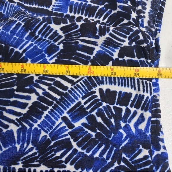 Zozo Geometric Print Caftan Style Boxy Ruana Boho Blue Top Women's Size S/M - Picture 5 of 9